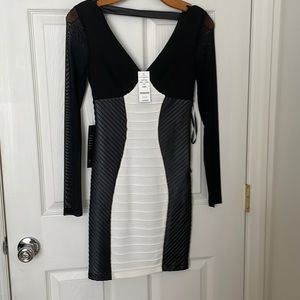 BeBe Pintack coated jersey dress size xxs NWT